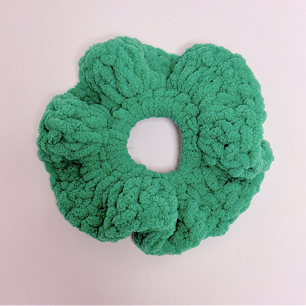 Green Handmade Oversized Crochet Scrunchie NEW